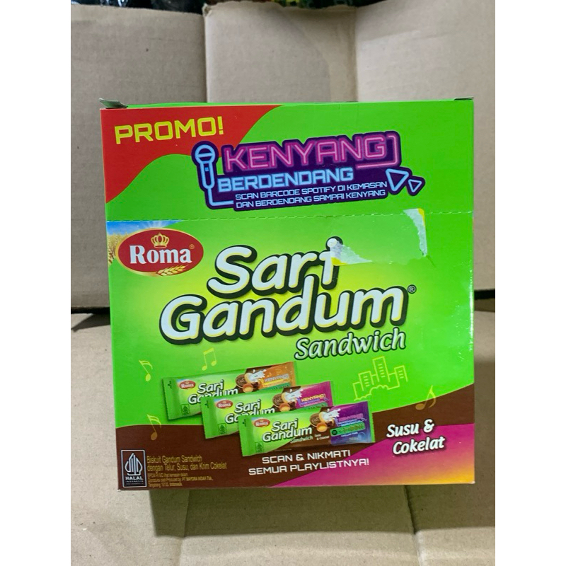 

Roma Sari gandum sandwich susu & coklat box isi 12 x 27gr