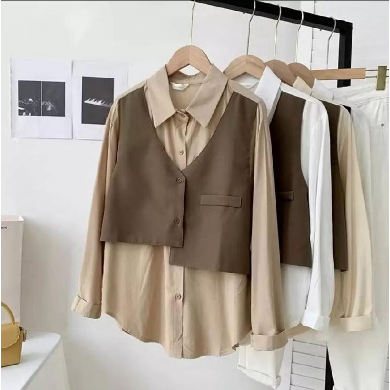 Atasan kemeja kerja wanita mocca