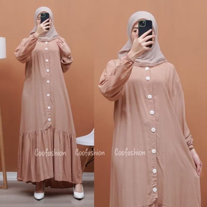 GAMIS WANITA TERBARU LEBARAN 2025 KEKINIAN//GAMIS WANITA POLOS TERBARU FULL KANCING DEPAN/GAMIS IDHU