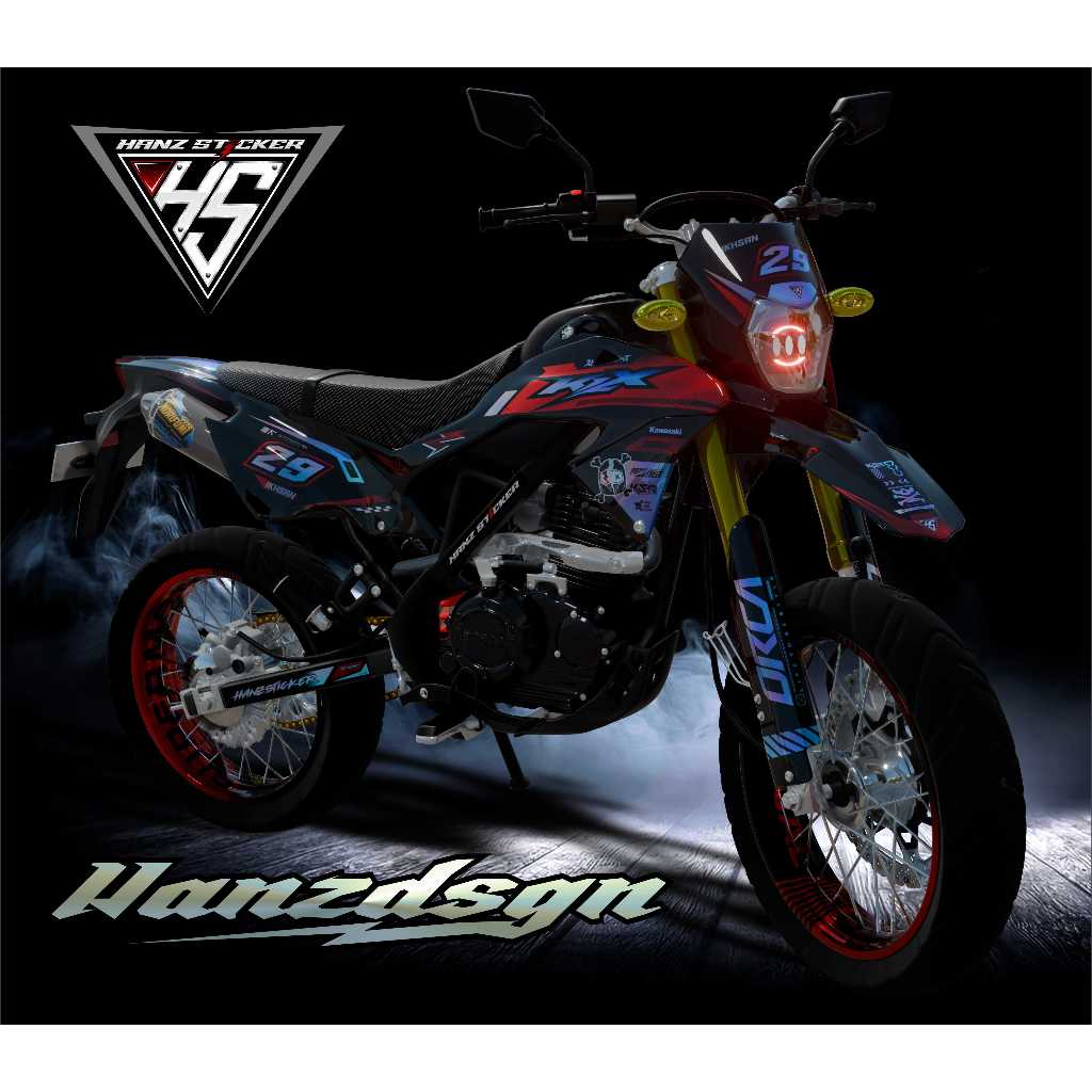 DECAL KLX BF Fullbody MERAH HITAM (FULL CUSTOM / FULL BODY / BEBAS DESAIN / BEBAS REQUEST )