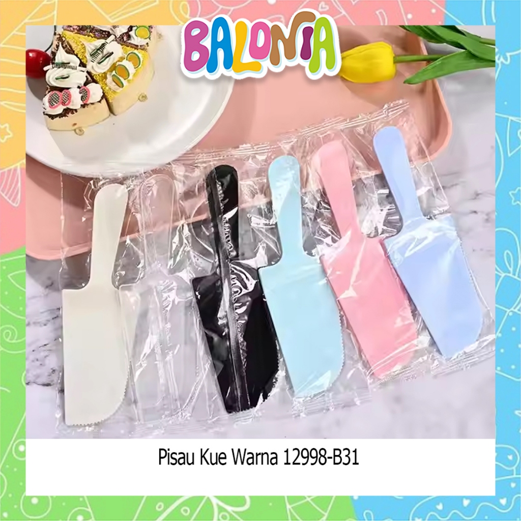 (1Pcs) Pisau Kue Warna warni Random, pisau plastik, pisau cake, pisau ulangtahun