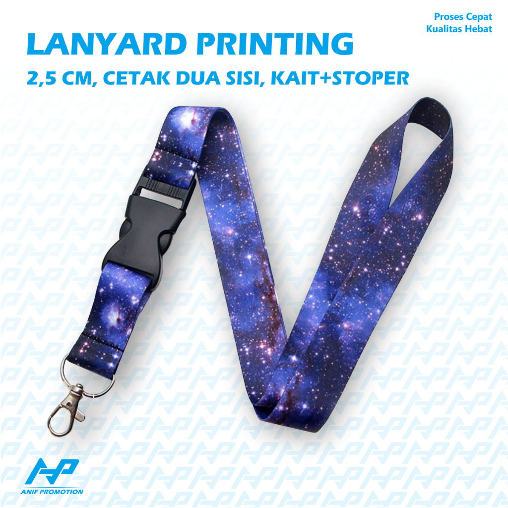 

Lanyard Printing Custom Cetak Dua Sisi 2,5 cm Kait + Stoper