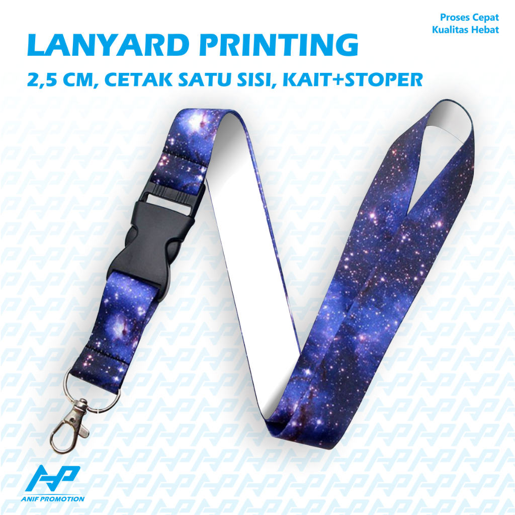 

Lanyard Printing Custom Cetak Satu Sisi 2,5 cm Kait + Stoper