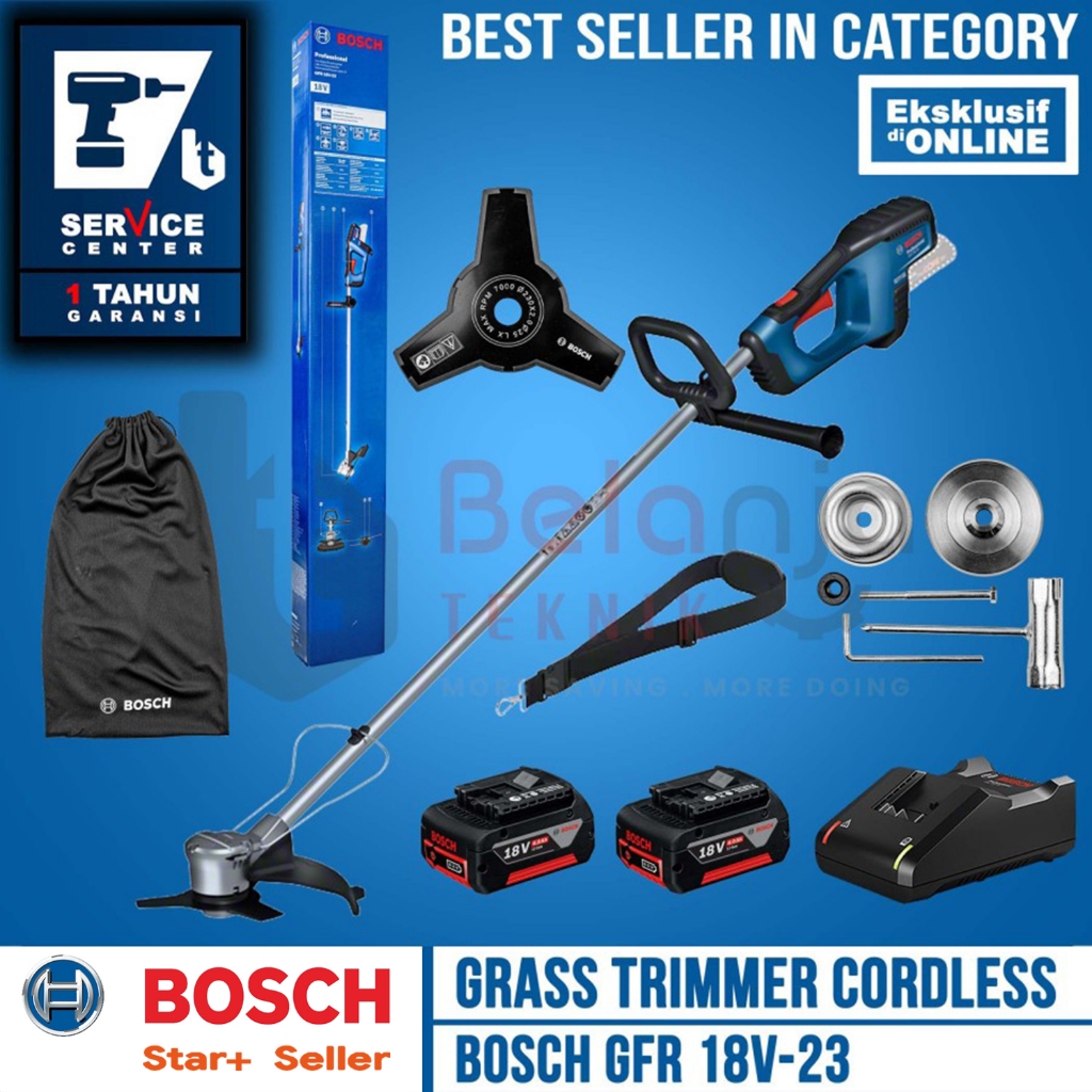 Bosch Mesin Potong Rumput Baterai GFR 18V-23 Grass Trimmer Cordless 18 Volt SET 4 AH