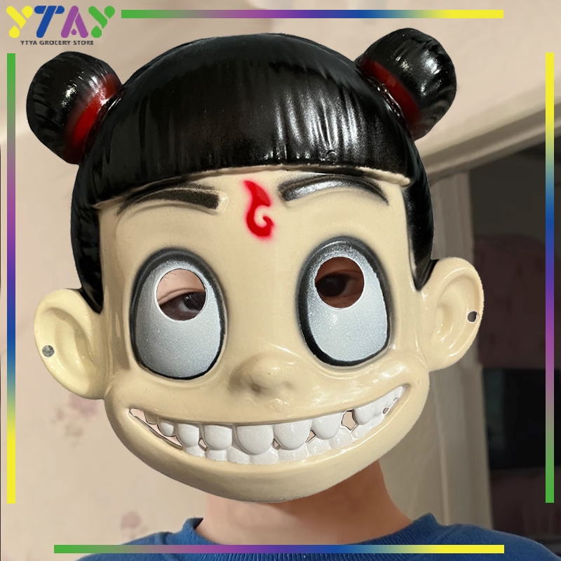 Topeng Karakter Nezha Aksesori Cosplay Makeup Mainan Kartun Periferal Film Populer Hadiah Unik