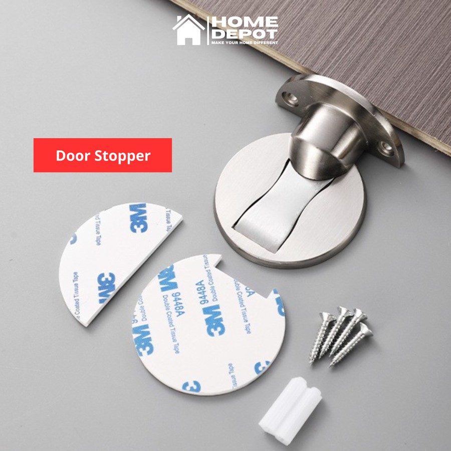 Penahan Pintu Rumah Door Stopper Magnet Dengan Perekat Set Baut Fisher - Silver