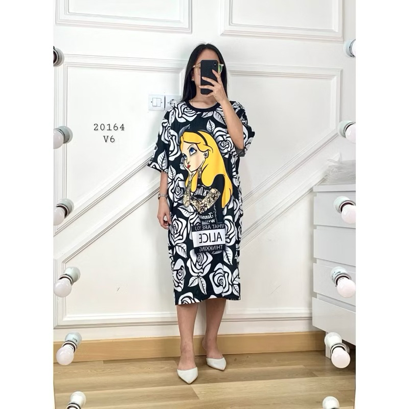 [NEW] Princess Midi Printed Dress by Sewing Machine BKK Bangkok Thai