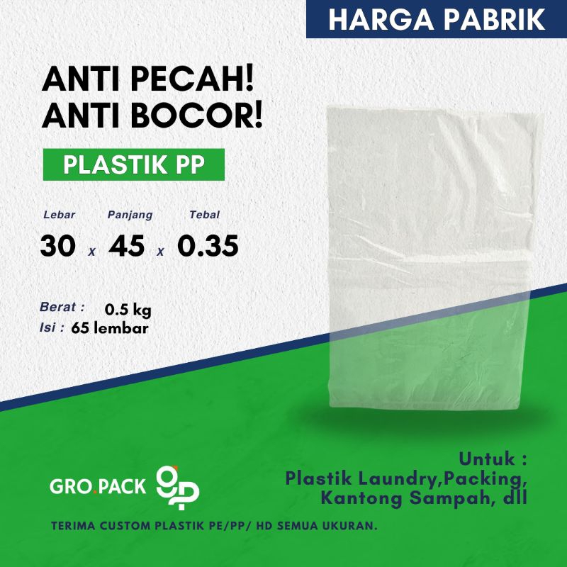 Gro Pack - Plastik PP Ori / Plastik Pembungkus Ori / Plastik Packing / Plastik Laundry / Plastik PP 