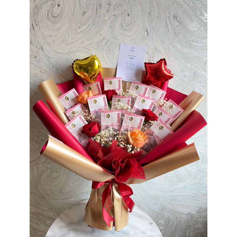Money Bouquet / Simple Bouquet / Buket Uang Asli / Hadiah Ulang Tahun / Wisuda / Valentine