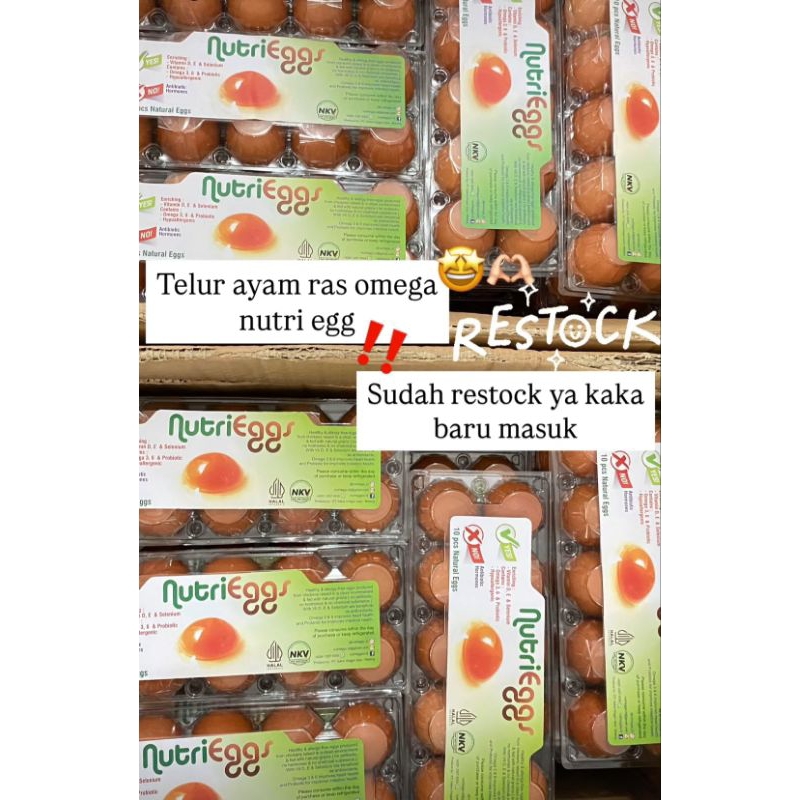 

Telur Ayam Omega 3 Rendah Kolestrol Probiotik Bebas Hormon Tanpa Antibiotik isi 10 butir nutri eggs