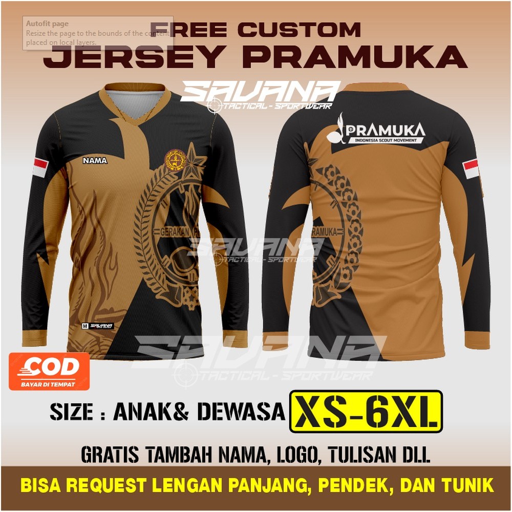 SAVANA - Jersey premium PRAMUKA printing penggalang pdh pdl custom / baju / kaos PR129