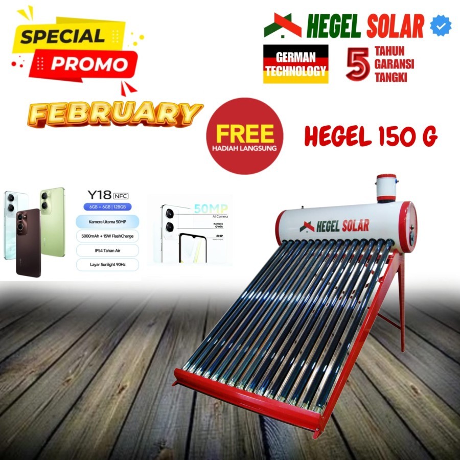[FREE GIFT HP] Hegel Solar Water Heater - Water Heater 150 Liter (Direct System) Galvanized