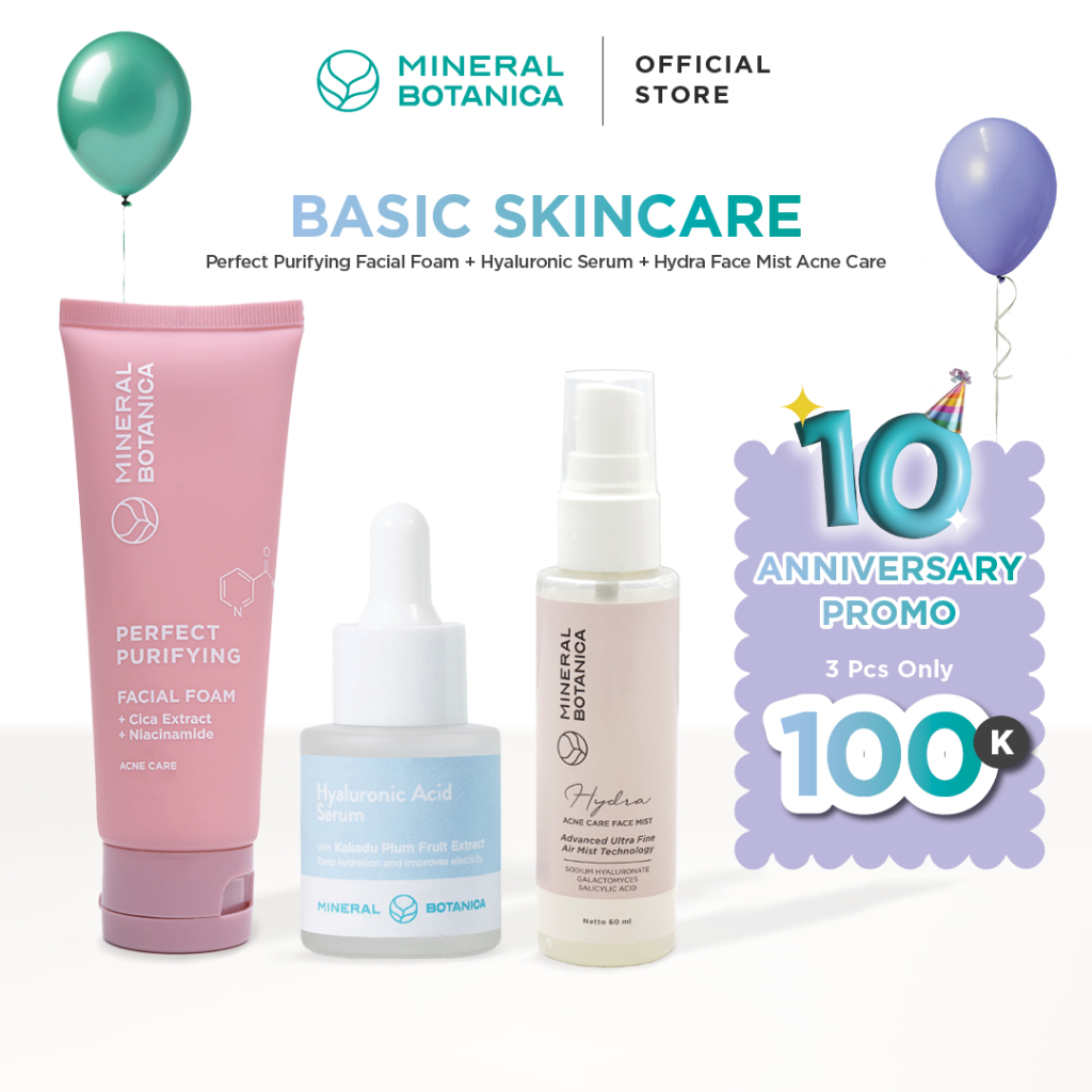 [PAKET ACNE SKINCARE ISI 3PCS 100RB-AN] Mineral Botanica Perfect Purifying Facial Foam + Hyaluronic 