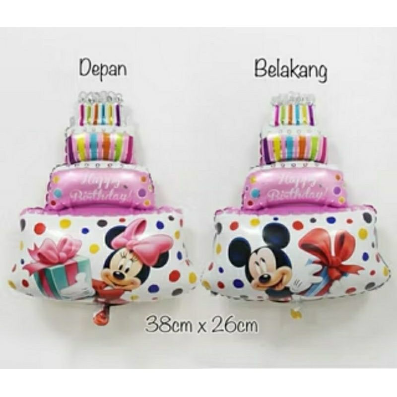 Balon foil kue tingkat karakter mickey minnie mouse baloon balloon cucpcake cake tart pink merah mud