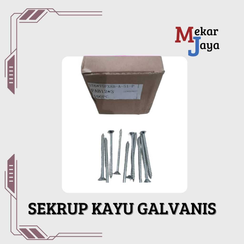 SEKRUP KAYU GALVANIS 3X12 / 2X10 SEKRUP KAYU
