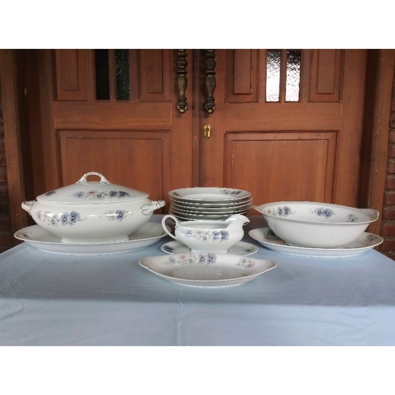 SET THOMAS ROSENTHAL (BAVARIA) ANTIK TAHUN 1920 BUNGA PANSY GERMANY