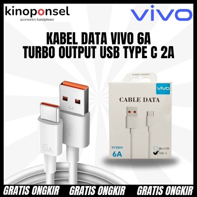 Kabel Data Hp Brand Vivo 6A Turbo USB Type C | Kabel Data Hp Android Smartphone Phone Original Ori F
