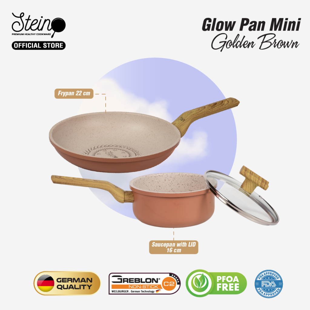 STEIN Glowpan Mini 3in1 Wood Handle - Panci Set Lapisan Marbel