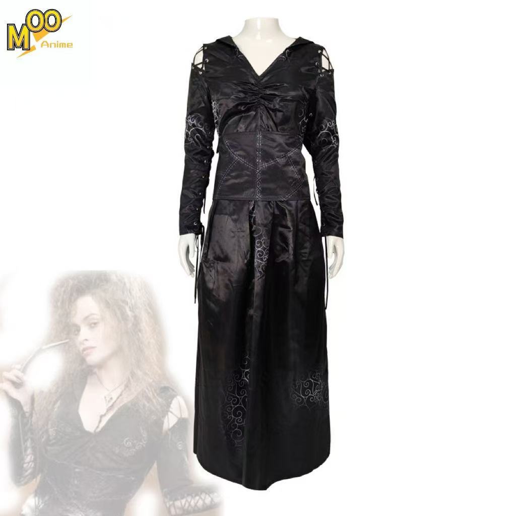 Harry Potter Bellatrix cosplay costume Bella cosplay costume and wig Christmas Halloween games and a