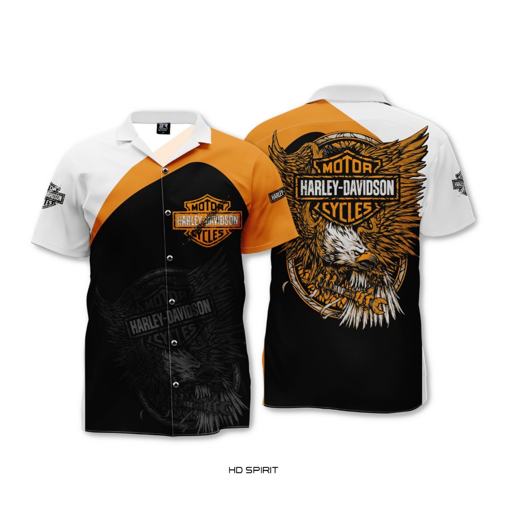 Kemeja Casual Cuban Collar Pria Wanita Dewasa Anak FullPrint 3R Harley Spirit
