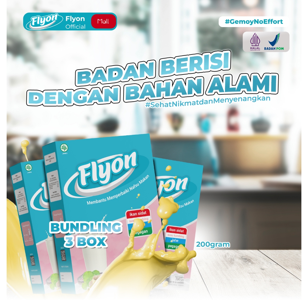 

3 BOX Susu Flyon Original Penggemuk Badan Suplemen Penambah Berat Badan Vitamin Penambah Nafsu Makan