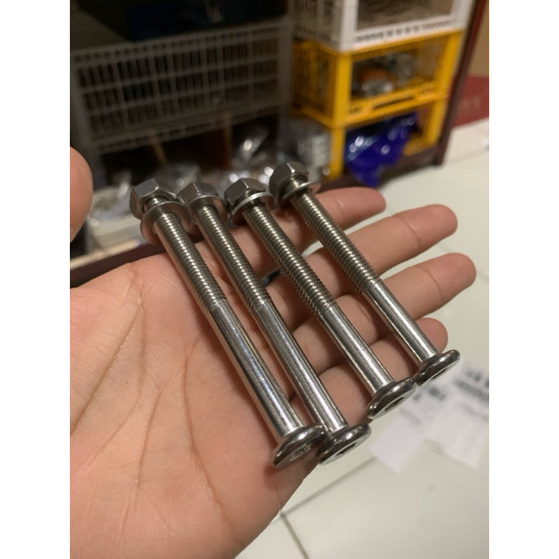 Baut Pangkon Mesin Tiger Ori Set Baut L Slim Stenlis Pangkon Mesin Tiger TLR set ring+mur