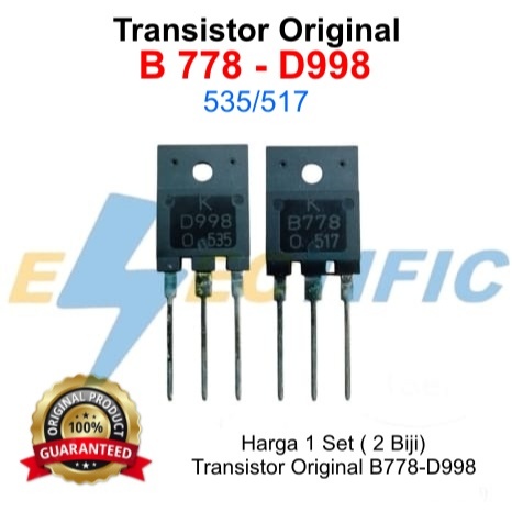 TRANSISTOR B778 D998 ORIGINAL (SATU PASANG) TRANSISTOR D998 NPN TRANSISTOR B778/ PNP 998 -B778