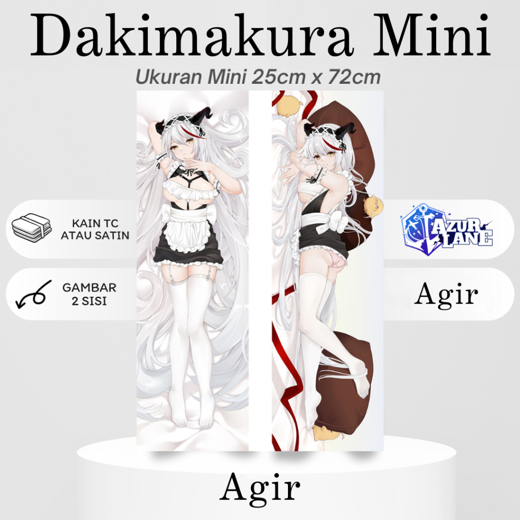 DAKIMAKURA MINI AGIR AZUR LANE Bantal Anime Waifu Mini AGIR Azur Lane