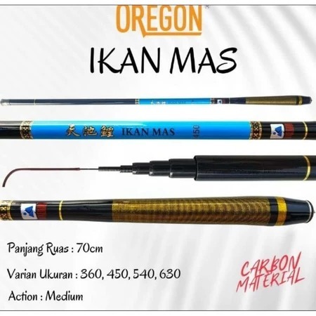 Joran Rod Tegek Carbon Oregon Ikan Mas 360 450 540 630 Action Medium Tangkai Tongkat Pancing Ringan