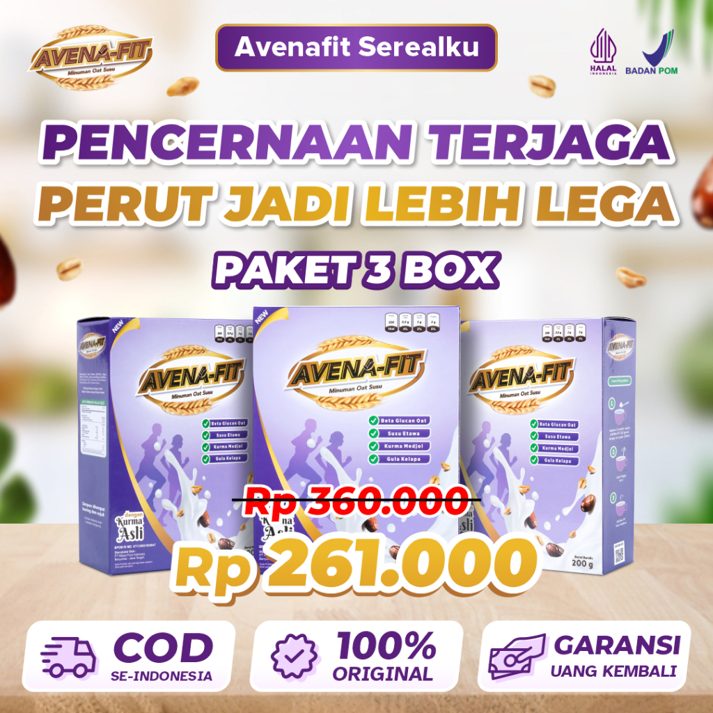 

PROMO 6.6 SUPER HEMAT!!!! Paket 3 BOX - Susu Avenafit Original Kaya Serat Bantu Lancarkan Pencernaan dan Atasi Sembelit, BAB Lancar Perut jadi Nyaman