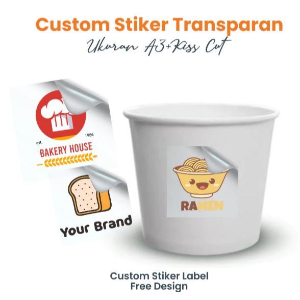 

AREEFAH Stiker Transparan Vinyl Custom A3 / Cetak Sticker Label Botol Minuman Produk Makanan Kemasan