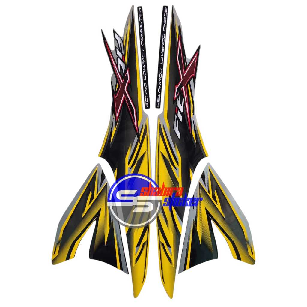 STRIPING MOTOR SUPRA FIT X 2008 SILVER HITAM KUNING STANDAR FULLSET