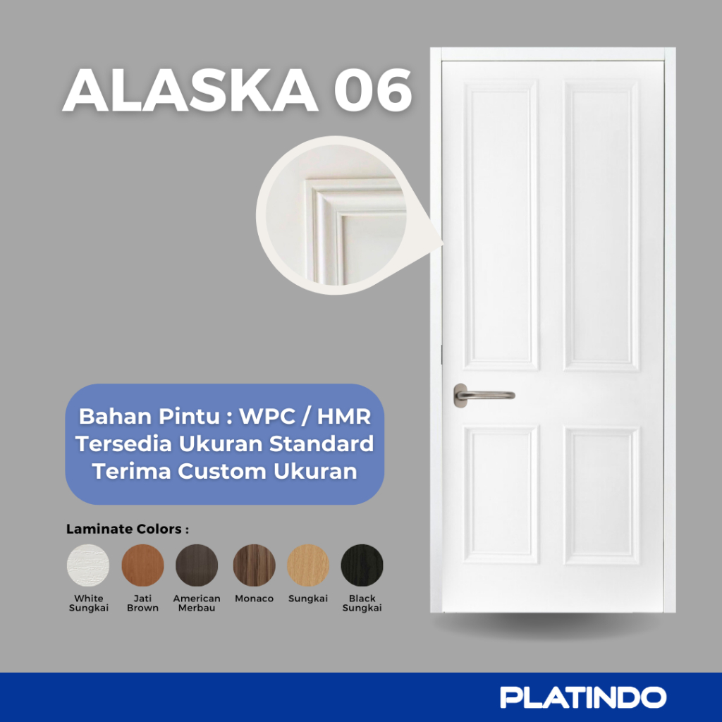 Pintu Kamar WPC Alaska 06 Platindo (Custom Ukuran)