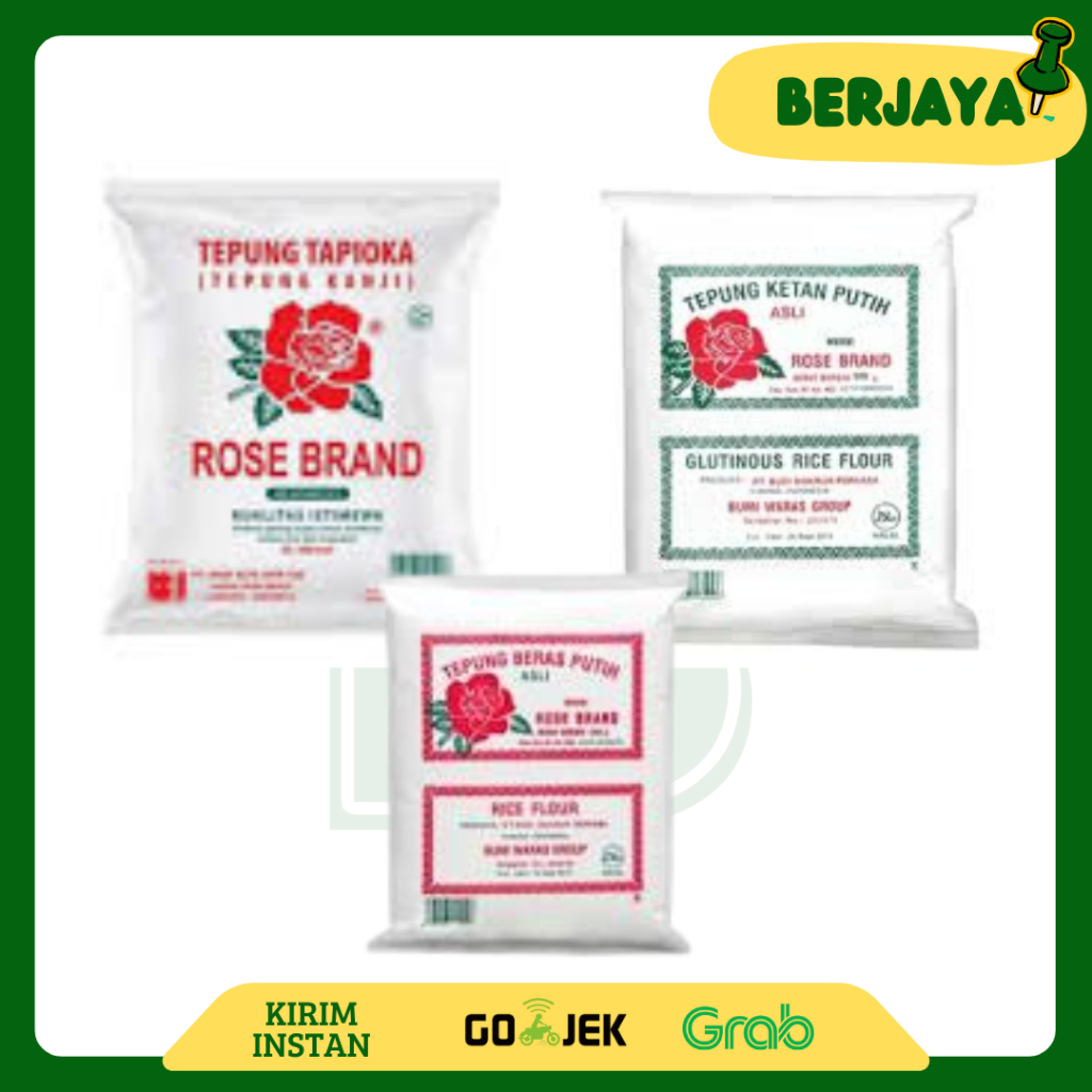 

Tepung Tapioka, Tepung Ketan Putih dan Tepung Beras Putih Merk Rose Brand | 500 Gr