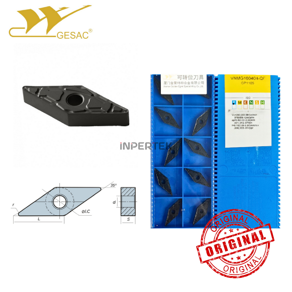 Insert VNMG 160404 QF GESAC Pahat Bubut VNMG 16 04 04 VNMG160404-QF