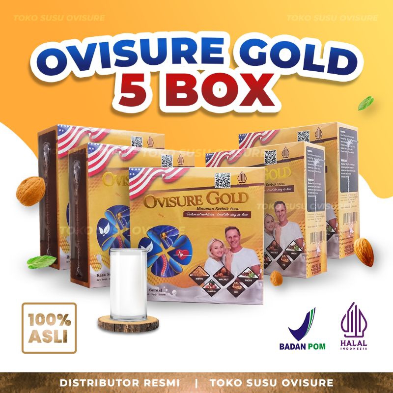 

5 BOX OVISURE GOLD SUSU USA BPOM UNTUK KESEHATAN TULANG, SENDI DAN SARAF KEJEPIT | ORIGINAL USA