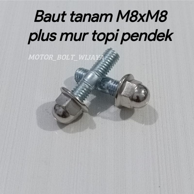 Baut Tanam Knalpot M8 Baut 12 Plus Mur Topi Pendek Isi 2 Pcs