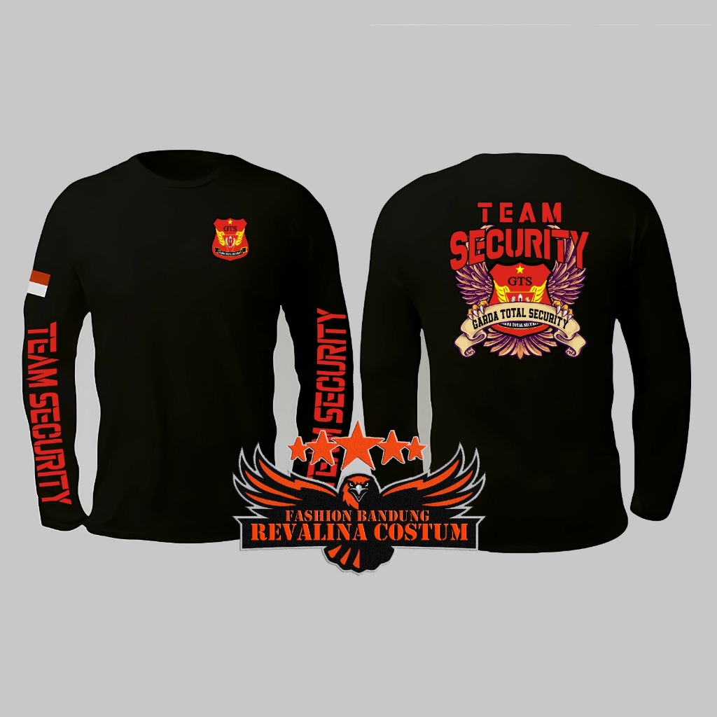 KAOS ATASAN TEAM SECURITY / BAJU T-SHIRT GARDA TOTAL SECURITY / GTS / LENGAN PANJANG / LENGAN PENDEK