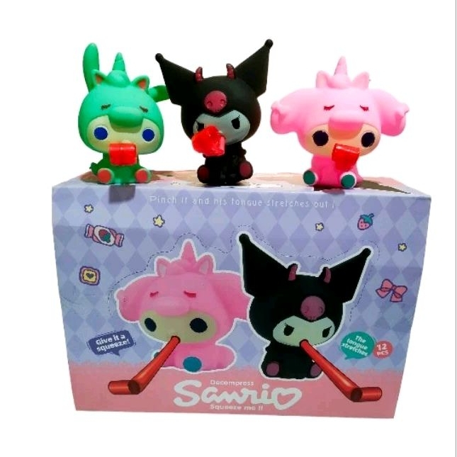 Mainan Anak Viral Pereda Stress Vynly Squishy Blowing Squeeze Doll Sanrio Pencet Kuromi Julur Lidah