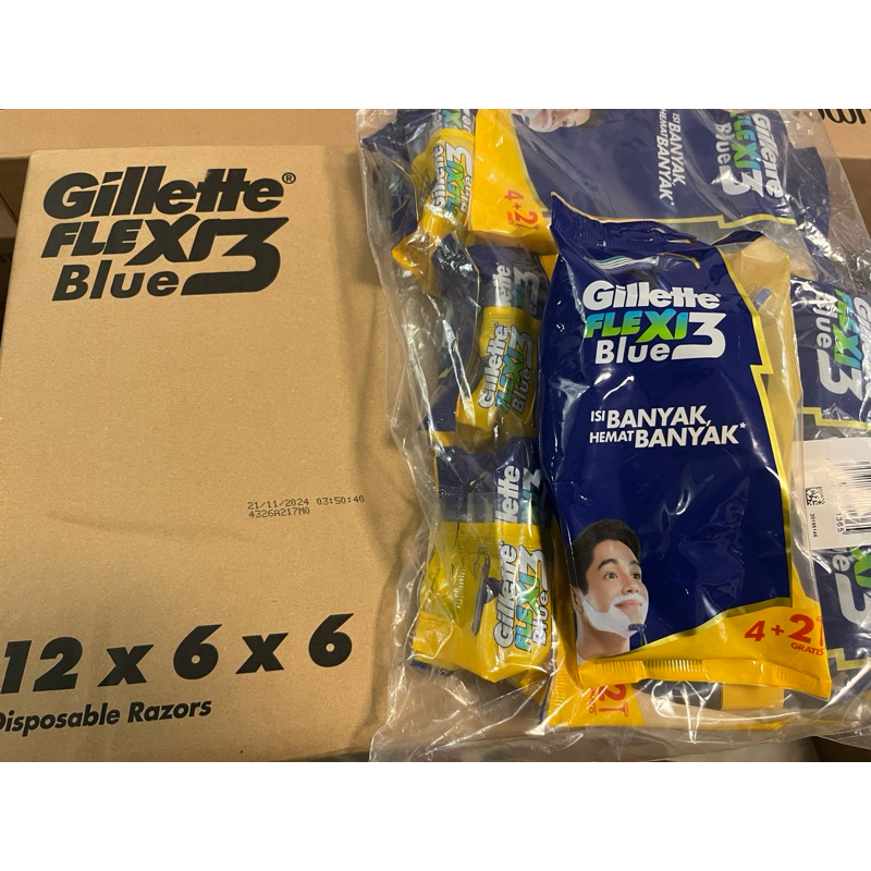 Gillette Pencukur Blue 3 Flexi Razor Pisau Cukur Isi Ulang - Isi 6