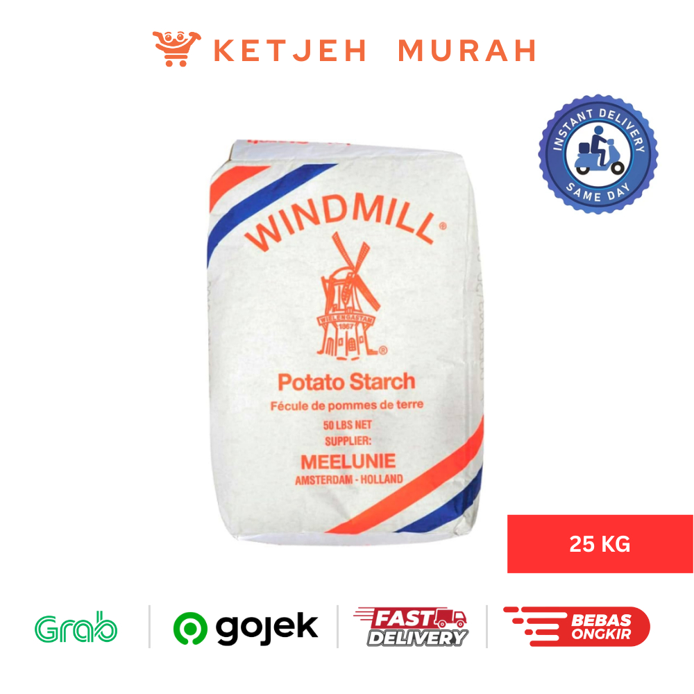 

Potato Starch WindMill Tepung kentang / Sang Fen MEELUNIE 25 KG [Pengiriman Instant]