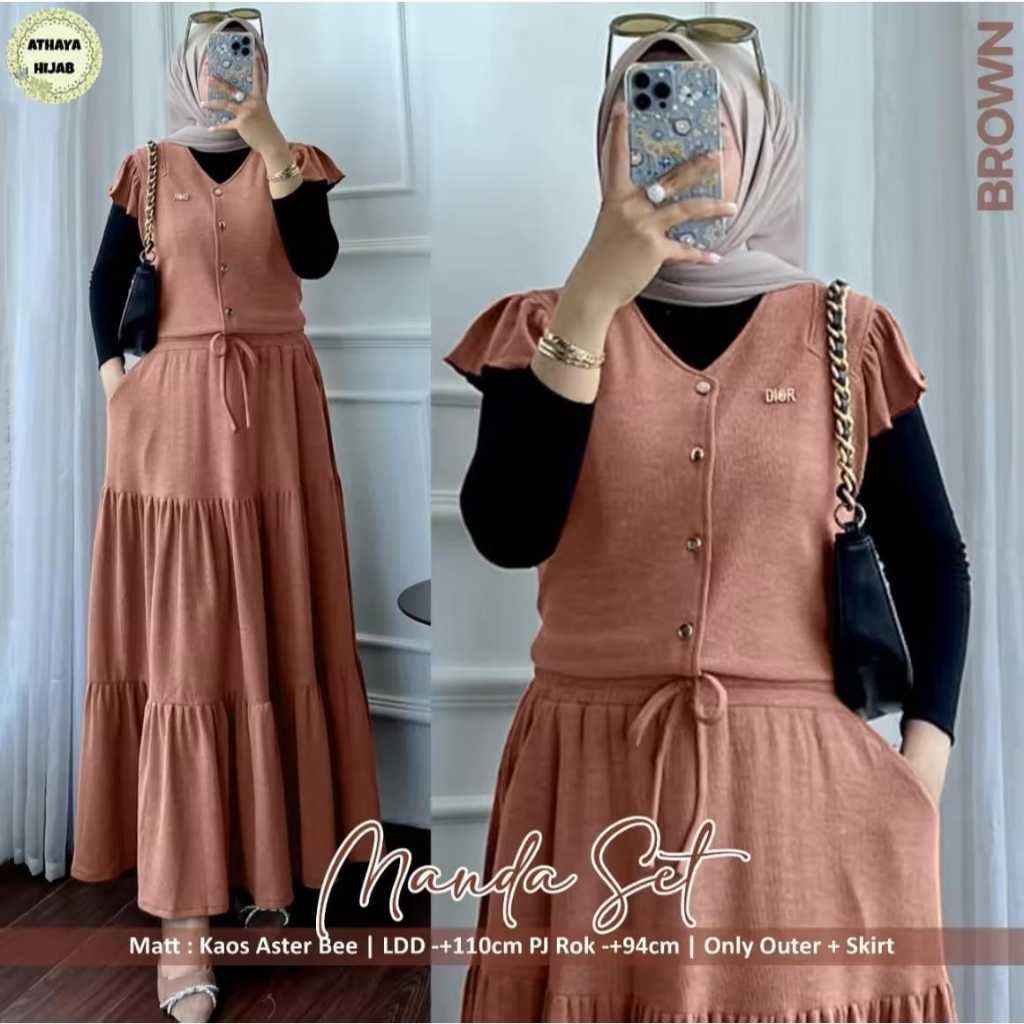 SETELAN OUTER POLOS MANDA SET ROK OUTER RIB KNIT IMPORT PREMIUM SET WANITA DEWASA JUMBO SET WANITA T