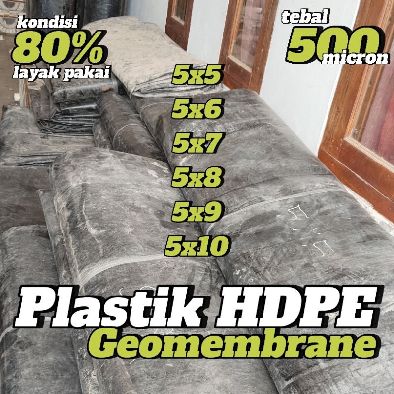 Geomembran HDPE lebar 5Mx10M tebal 500micron(bekas layak pakai)