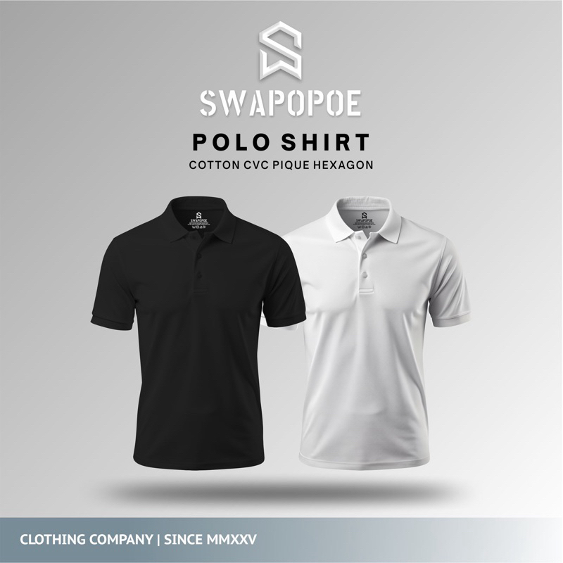 SWAPOPOE | Kaos Kerah Polo Shirt lengan pendek katun CVC Pique Hexagon 24s premium | wangki Lacoste 