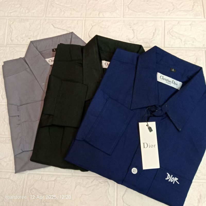 Kemeja Polos Dior Pria Lengan Panjang