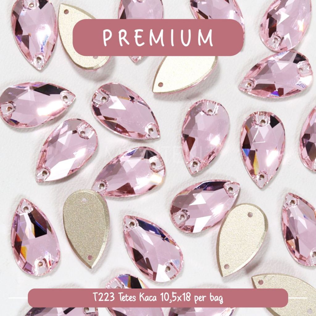 GROSIR Monte Manik Mote Beads Borci Payet Tetes Mata Kaca Premium Grade 12x7 Kristal Jahit Kecil Mur