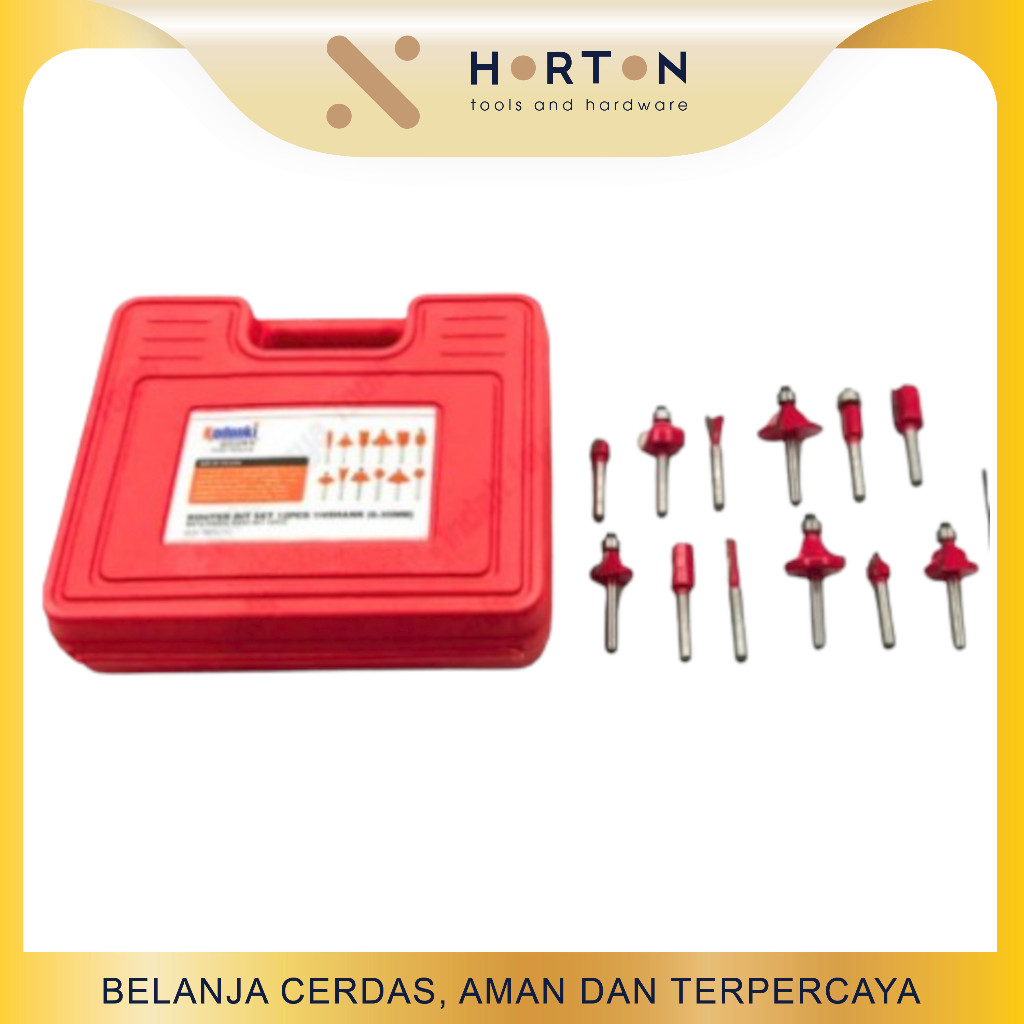Router Bit Set 12 Pcs 1/4" Shank (6,35 mm) Mata Profil Kayu Set 12Pcs / Mata Bor Ukir