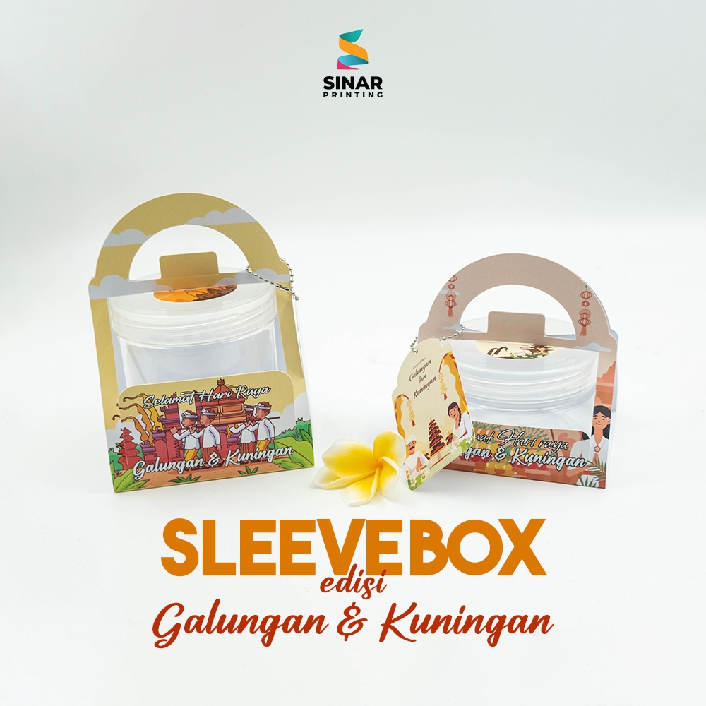 

SINAR PRINTING - Box Hampers Galungan Kuningan utk Toples Jar 300 dan 600ml | Box Galungan Kuningan Sleeve Handle