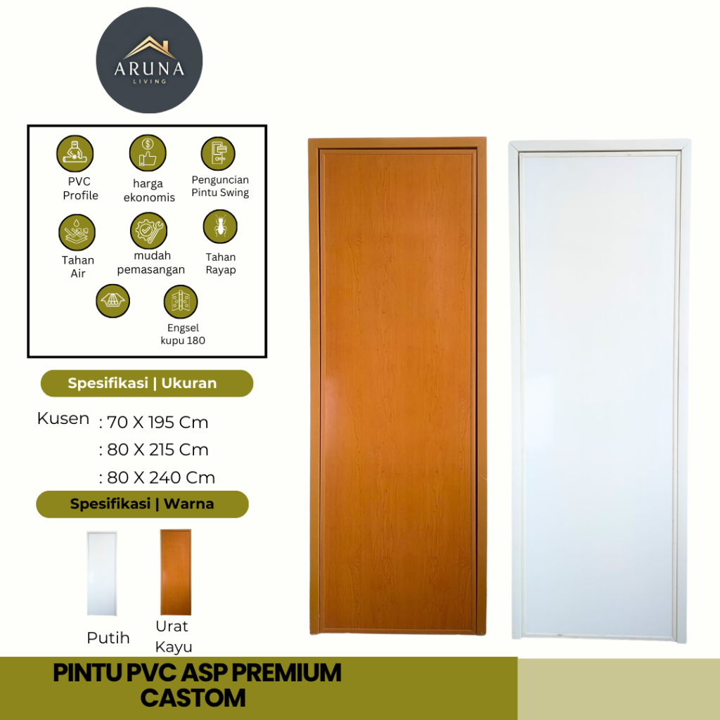 ASP Pintu PVC Kamar mandi / Pintu PVC Kamar Tidur Bahan Tebal costom