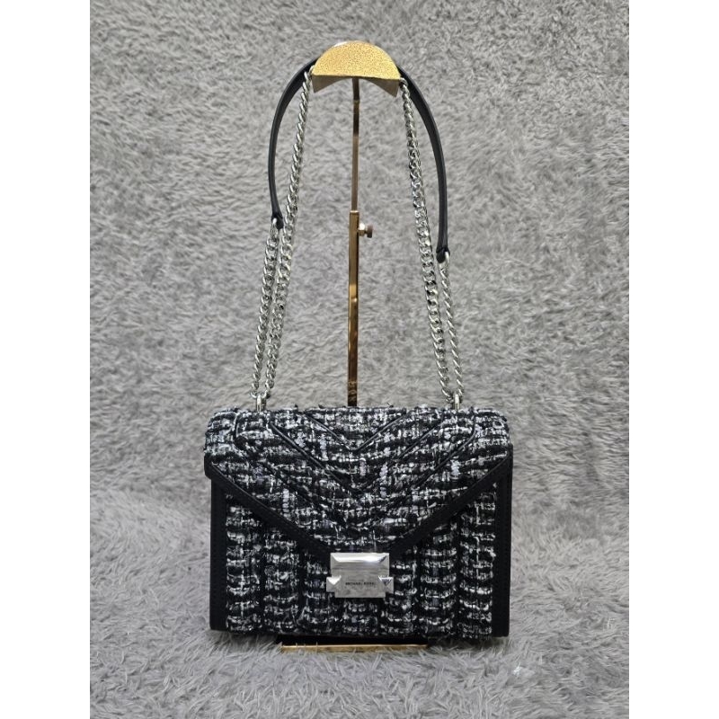 (100% ORI) MK WHITNEY MEDIUM FLAP CHAIN SHOULDER BAG BLACK